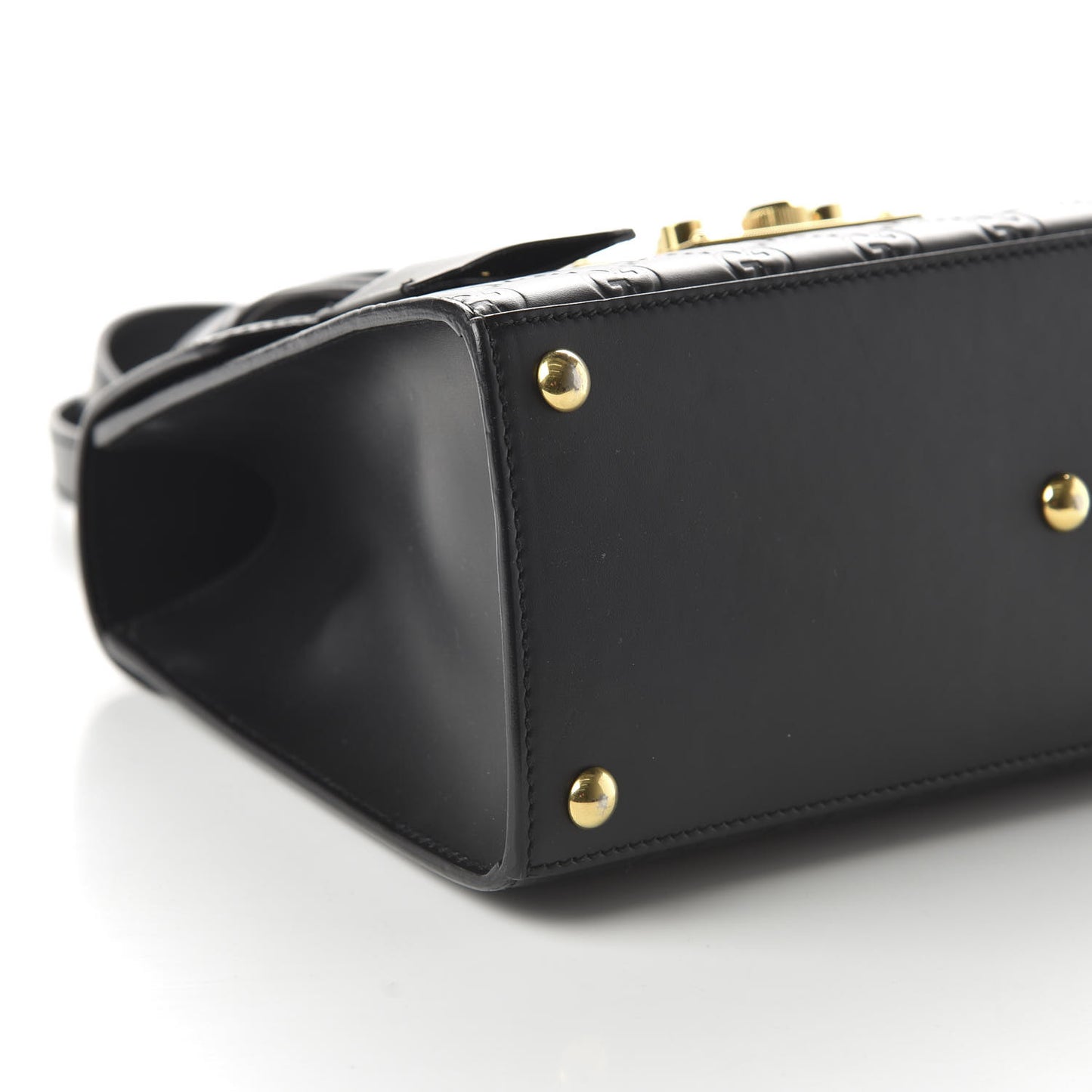 Guccissima Signature Small Padlock Top Handle Bag Black
