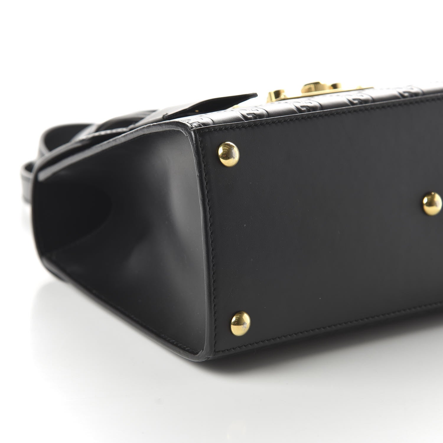 Gucci Guccissima Signature Small Padlock Top Handle Bag Black 6 of 10