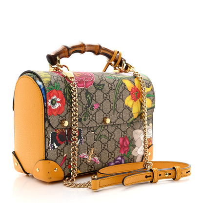 Gucci GG Supreme Monogram Flora Small Padlock Bamboo Shoulder Bag Beige Multicolor Crop 3 of 10