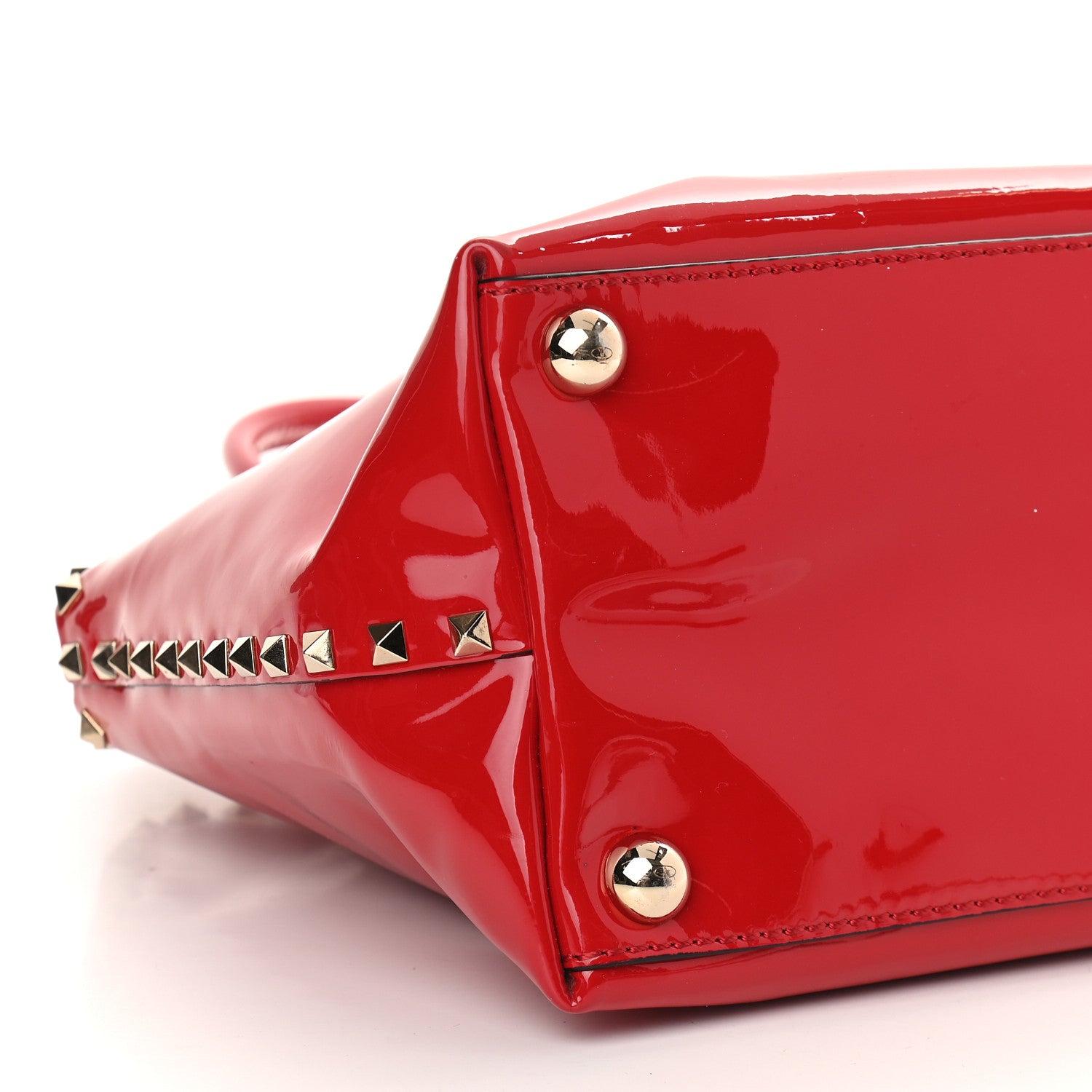 Valentino Garavani Patent Rockstud Dome Satchel Red 7 of 9
