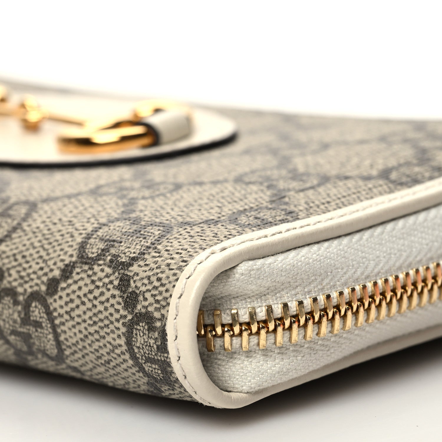 Gucci GG Supreme Monogram Azalea Calfskin Horsebit 1955 Zip Around Wallet Beige Ebony Mystic White 9 of 9