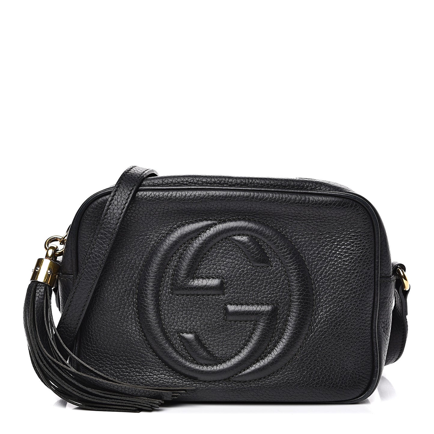 Pebbled Calfskin Small Soho Disco Bag Black