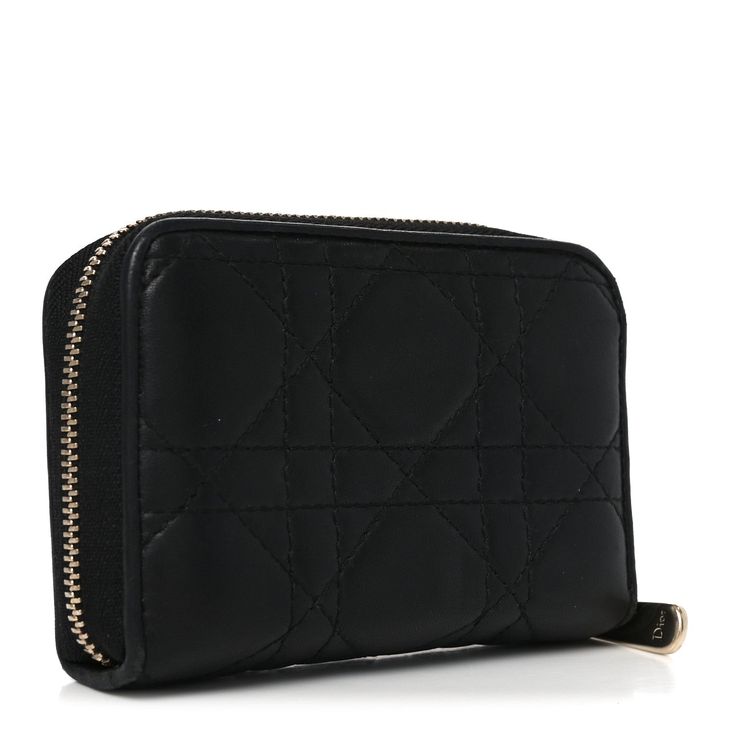 Christian Dior Lambskin Cannage Gusset Card Holder Black 3 of 9