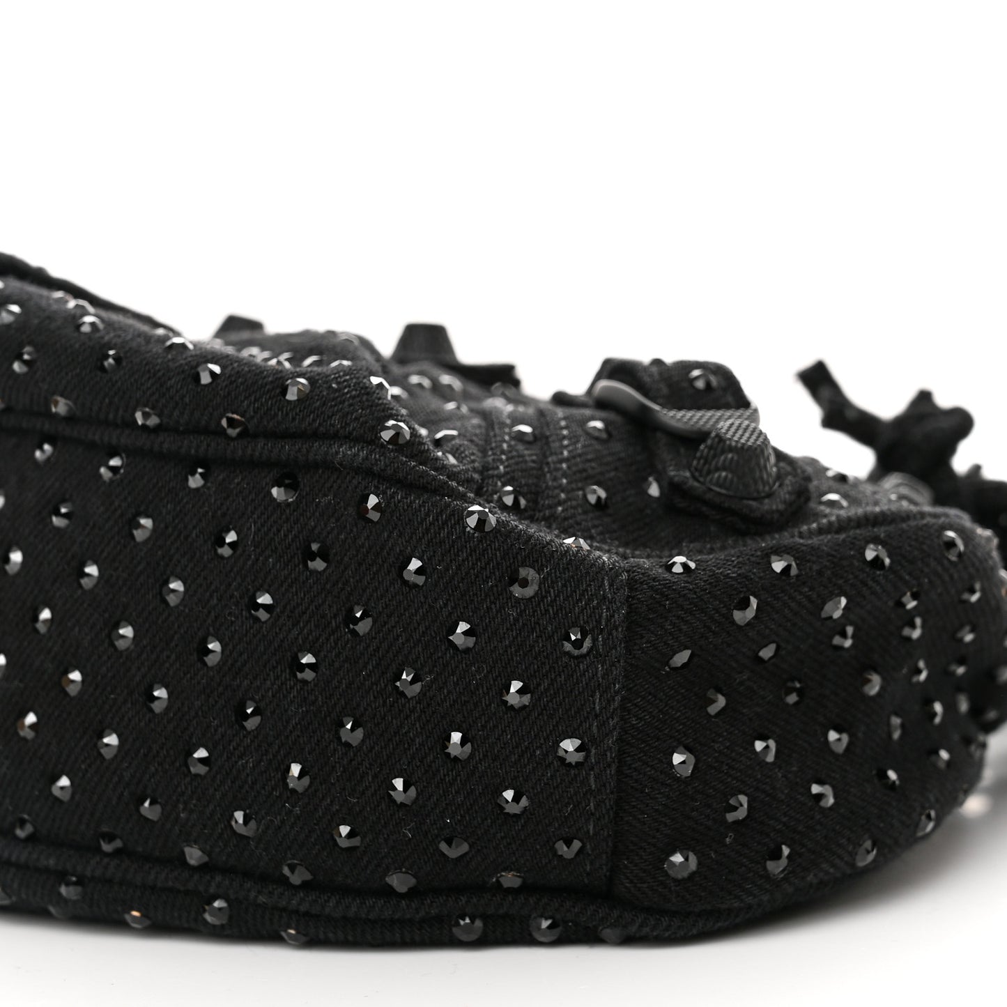 Denim Embellished Le Cagole Shoulder Bag XS Black