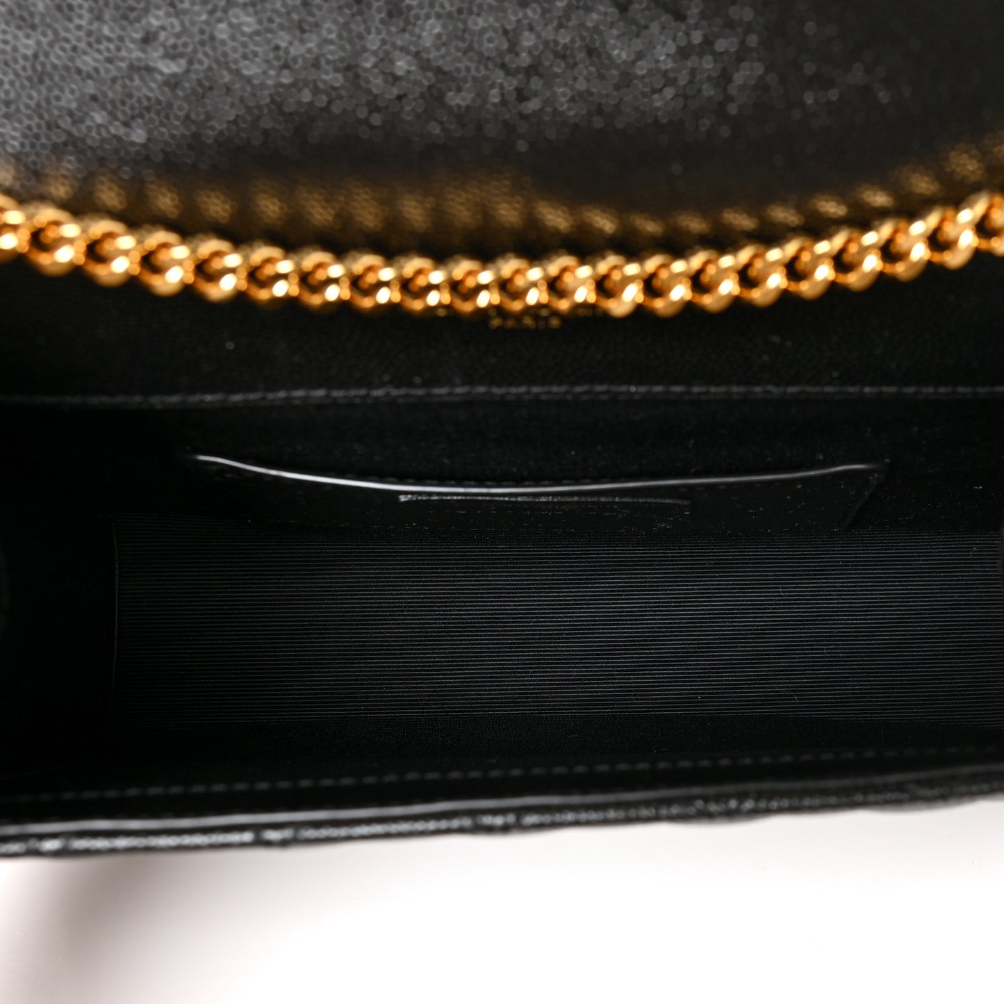 Grain De Poudre Textured Mixed Matelasse Triquilt Small Monogram Satchel Black