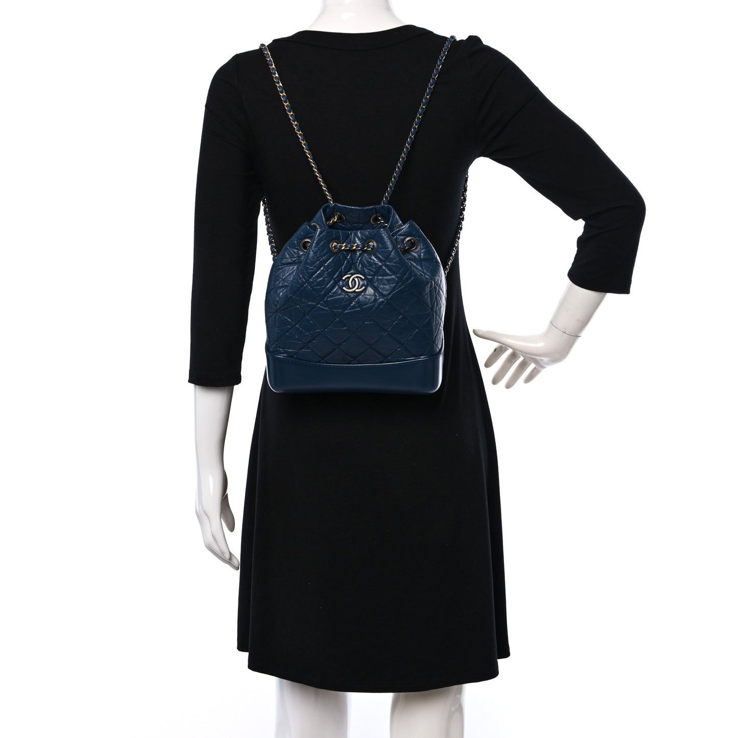 Aged Calfskin Quilted Small Gabrielle Backpack Navy