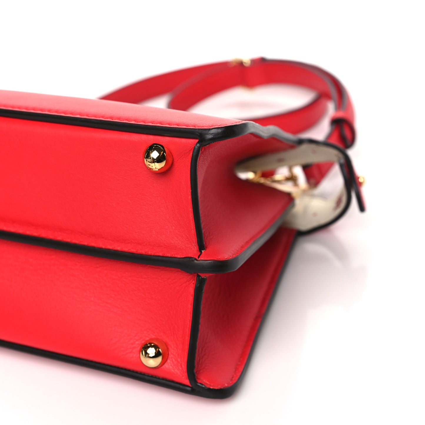 Vitello Seta Nappa Chinese Valentines Day Karligraphy Small Peekaboo I SEE U Satchel Rosso Cardinale Panna
