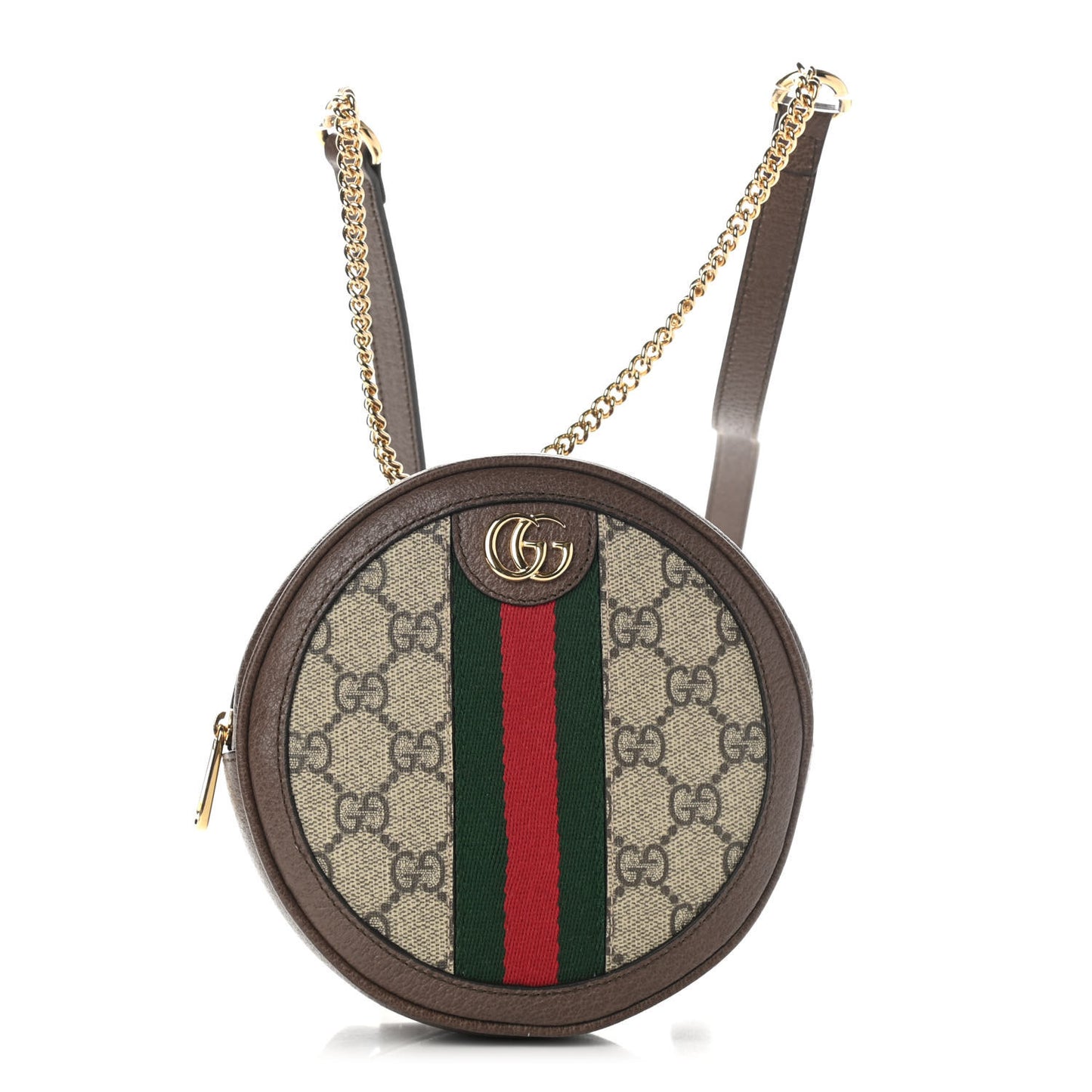GG Supreme Monogram Web Mini Ophidia Round Backpack Brown