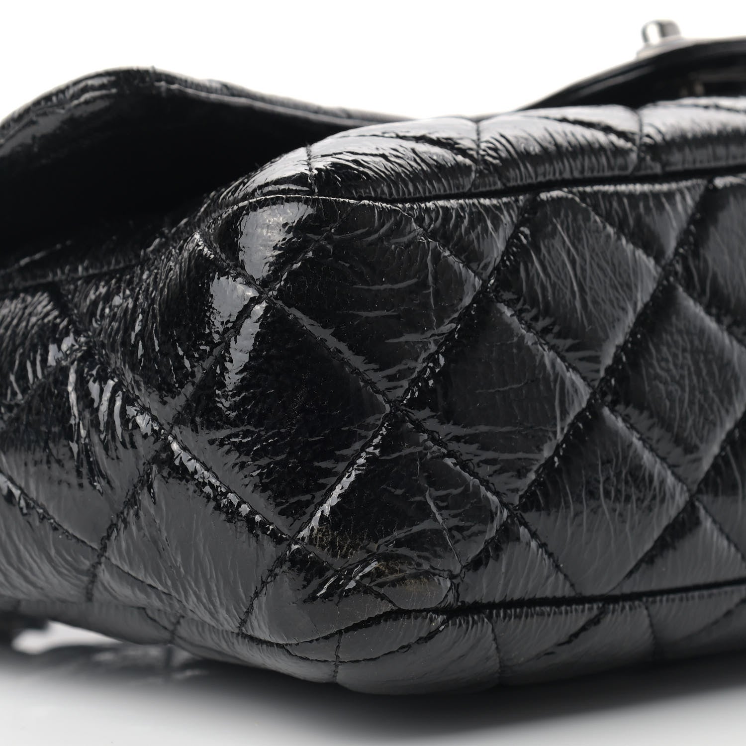 Chanel Crinkled Patent Quilted Jumbo Single Flap Black 8 of 15