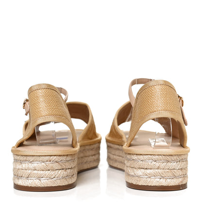 Fendi Raffia FF Embroidered Espadrille Platform Sandals 40 Natural 6 of 9