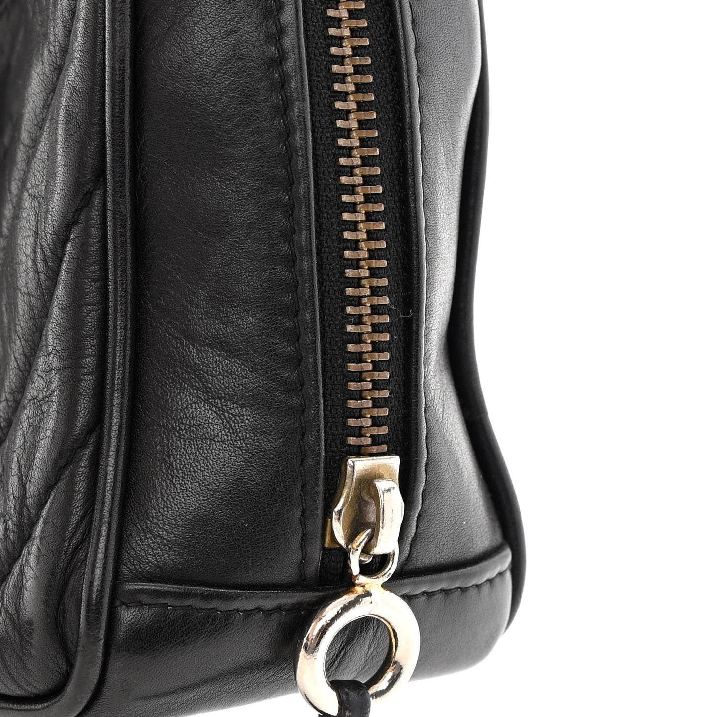 Lambskin Chevron Quilted Small Camera Case Black