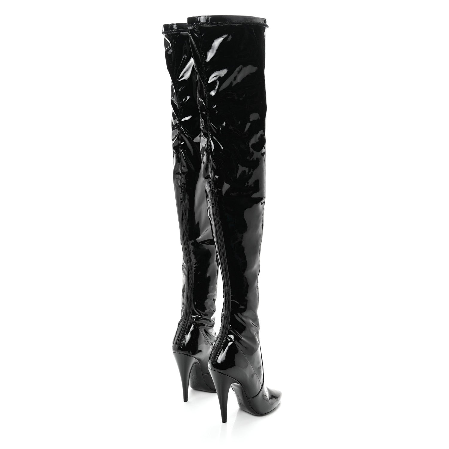Saint Laurent Latex Ayalah 110 Over The Knee Boots 38 Black 4 of 7