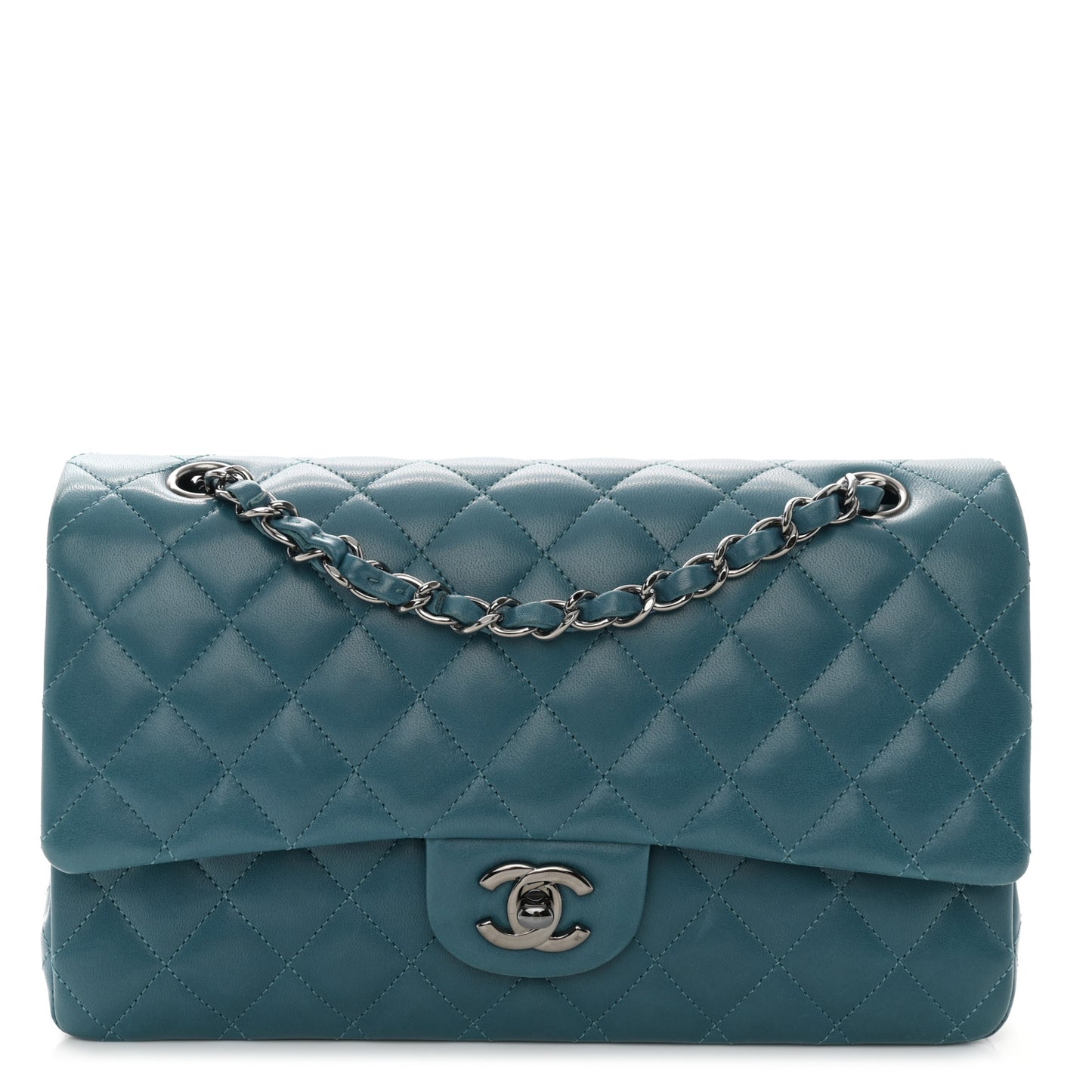 Lambskin Medium Double Flap Turquoise