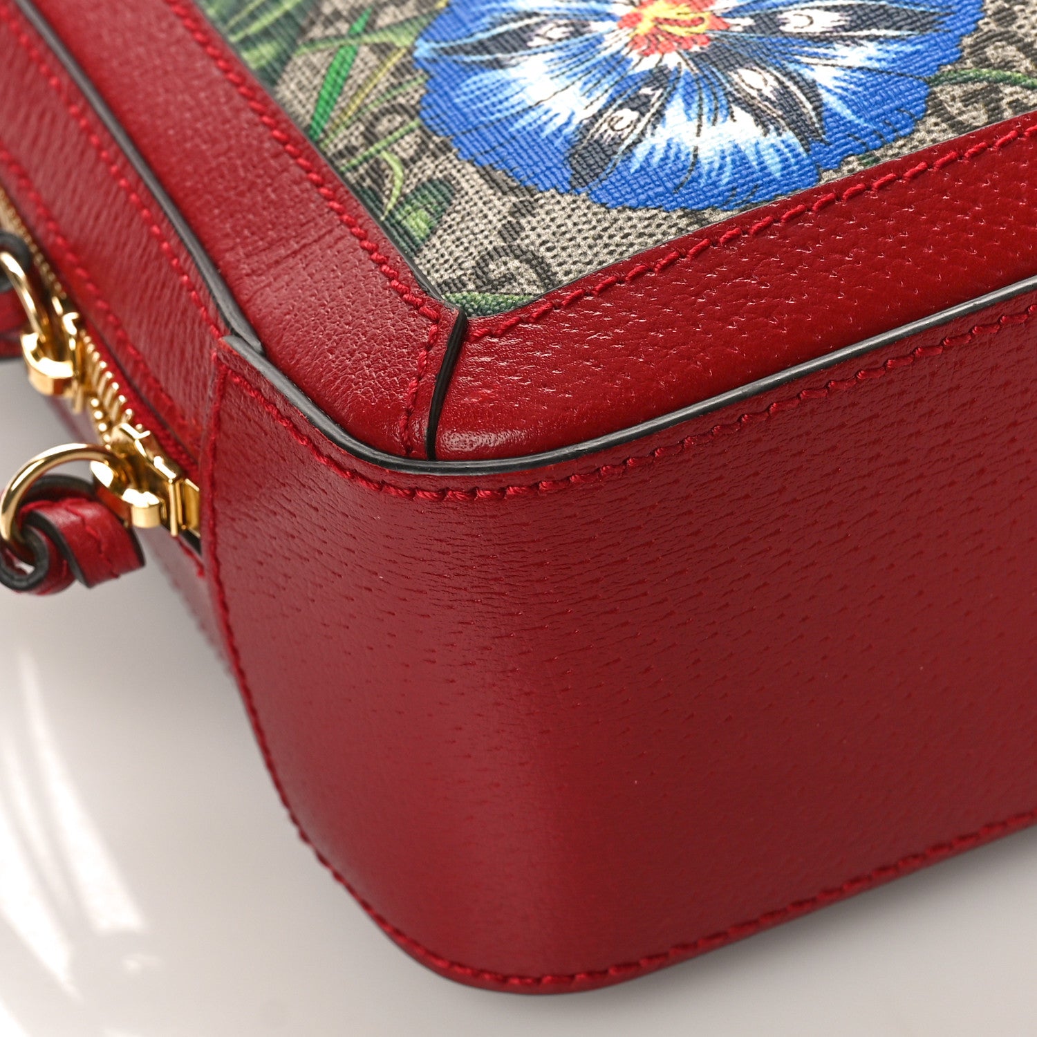 Gucci GG Supreme Monogram Flora Web Small Ophidia Top Handle Shoulder Bag Hibiscus Red 8 of 9