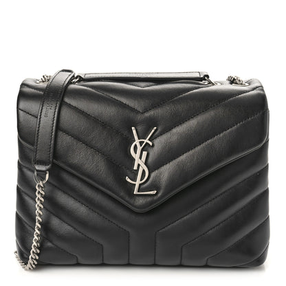 Saint Laurent Calfskin Y Quilted Monogram Small Loulou Chain Satchel Black 1 of 8