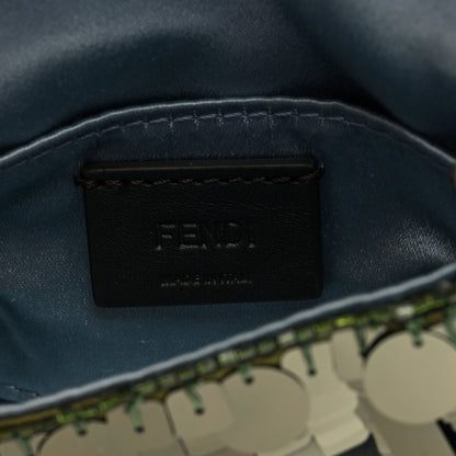 Fendi Sequin Paillettes Shiny Nappa Sex and the City Nano Maxi Buckle Baguette Charm Wasabi 6 of 10