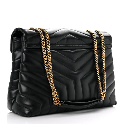 Saint Laurent Calfskin Y Quilted Monogram Medium Loulou Chain Satchel Black 3 of 18