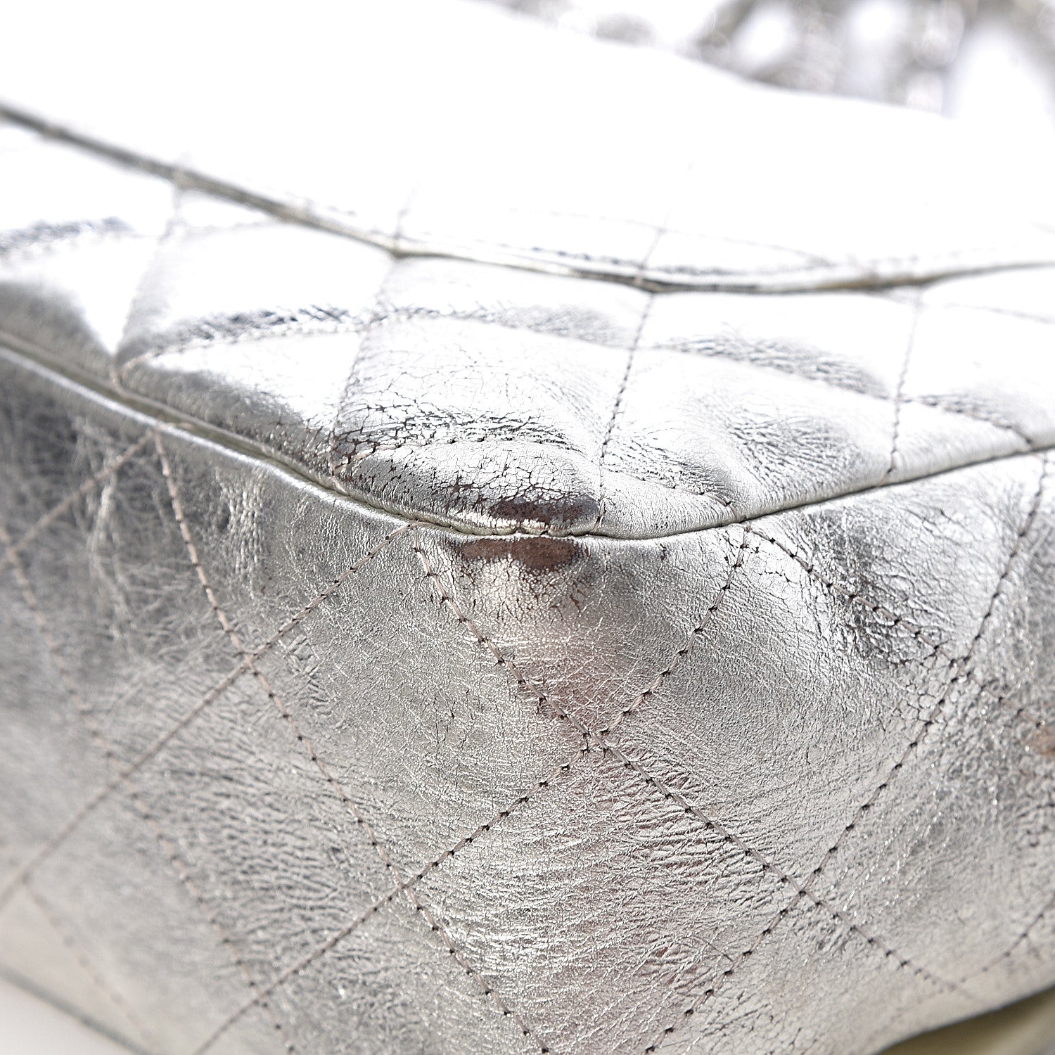 Chanel Metallic Aged Calfskin Quilted Jumbo Single Flap Silver 18 of 23