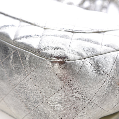 Chanel Metallic Aged Calfskin Quilted Jumbo Single Flap Silver 18 of 23