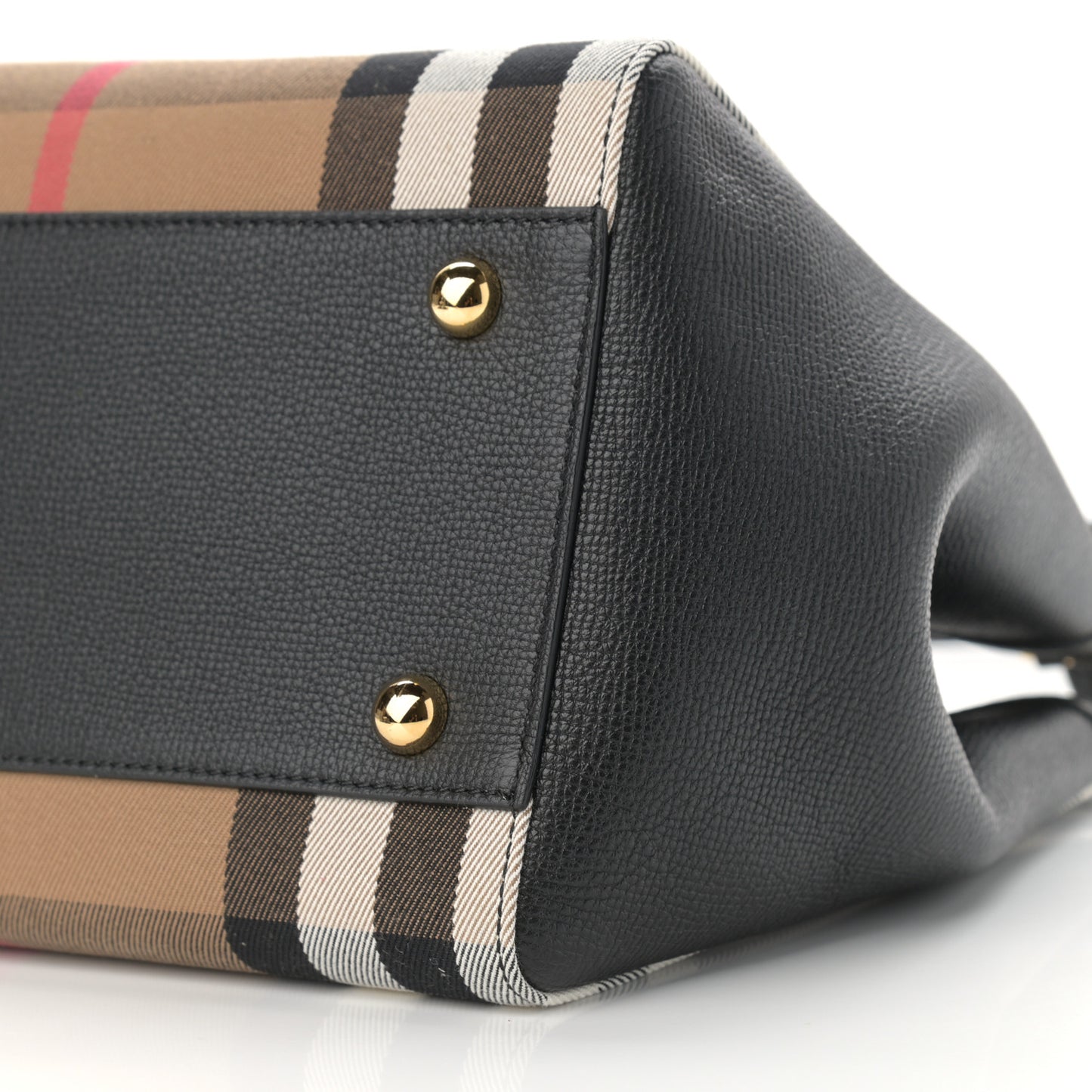 Grainy Calfskin House Check Small Canterbury Tote Black
