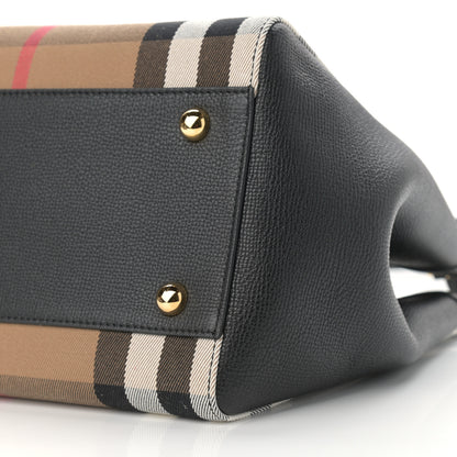 Burberry Grainy Calfskin House Check Small Canterbury Tote Black 10 of 10