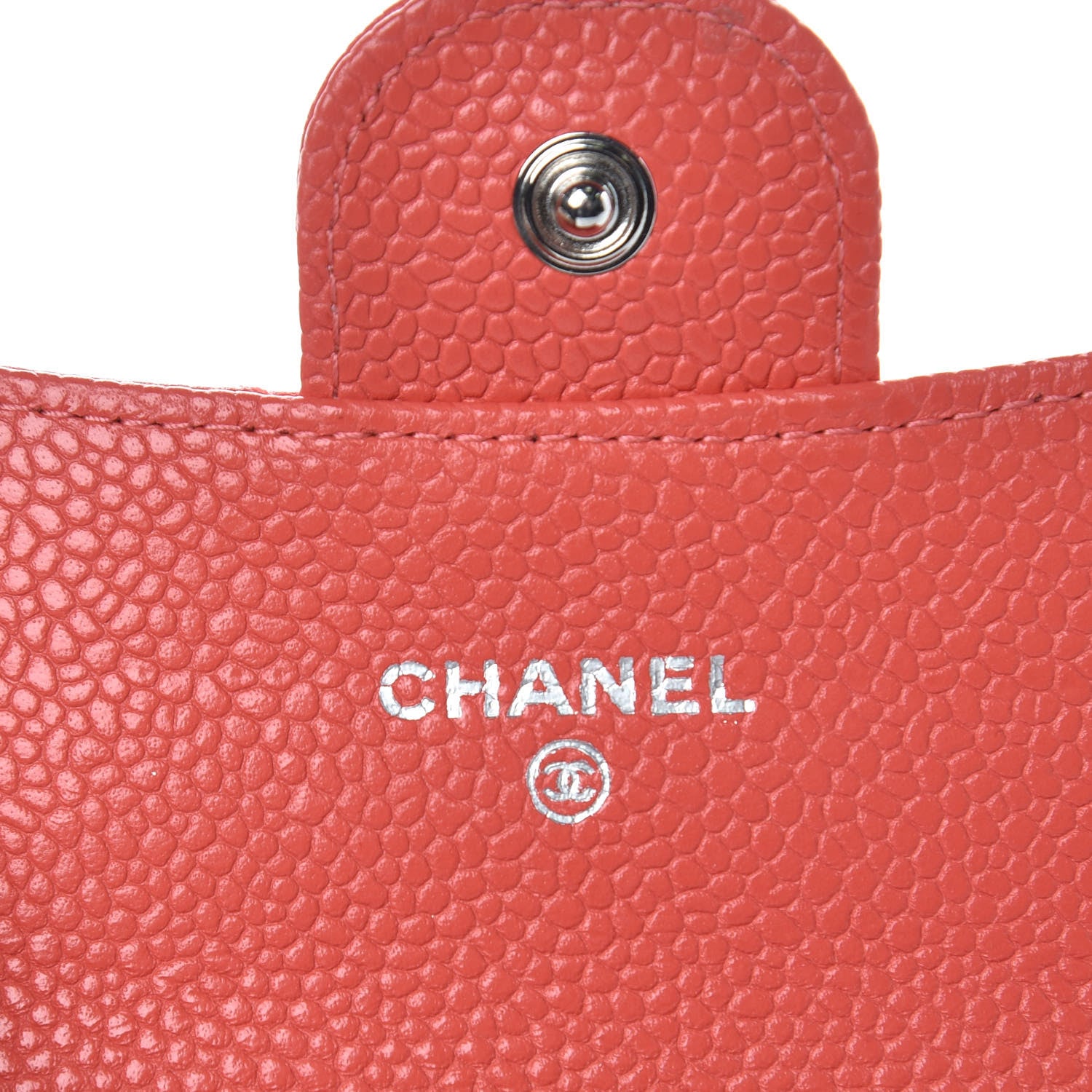 Chanel Caviar Chevron Quilted Card Holder Coral 6 of 8