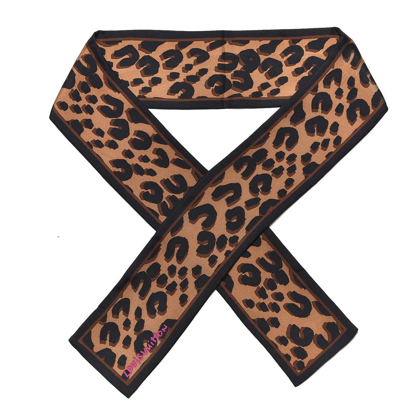 Silk Leopard Bandeau Scarf Marron
