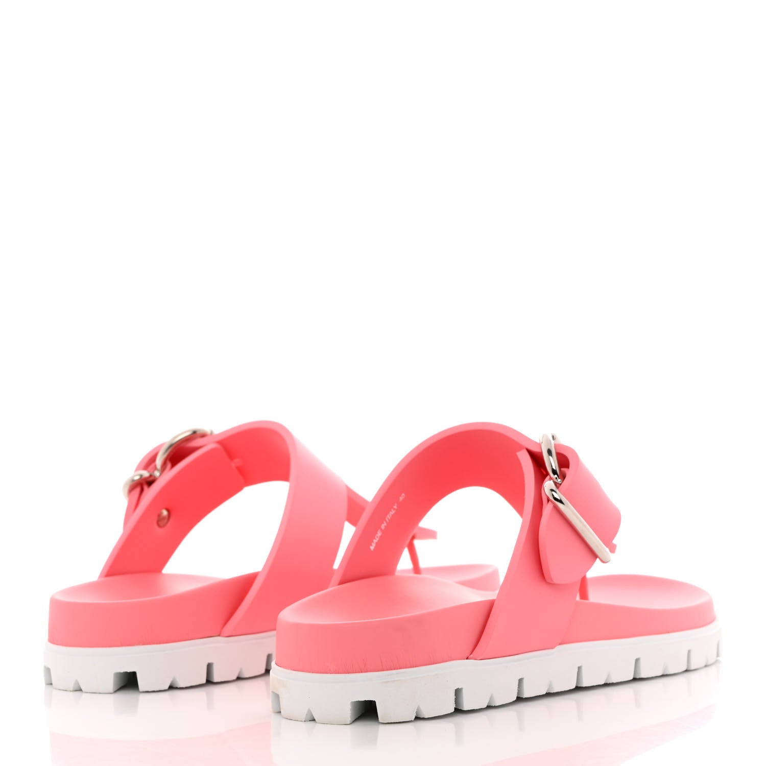 Prada EVA Rubber Buckled Lug Sole 20mm Thong Sandals 40 Begonia 4 of 11