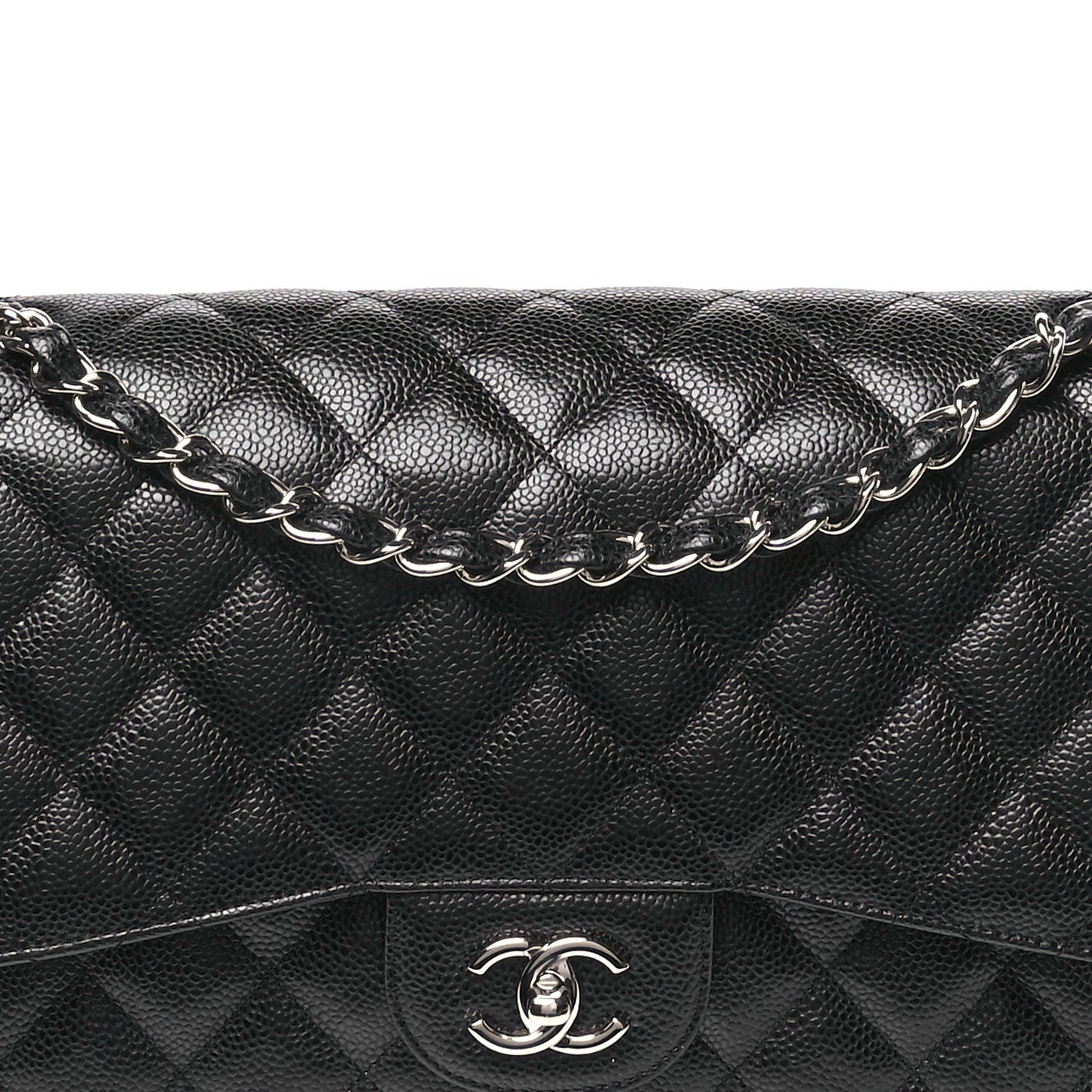Caviar Quilted Jumbo Double Flap Black