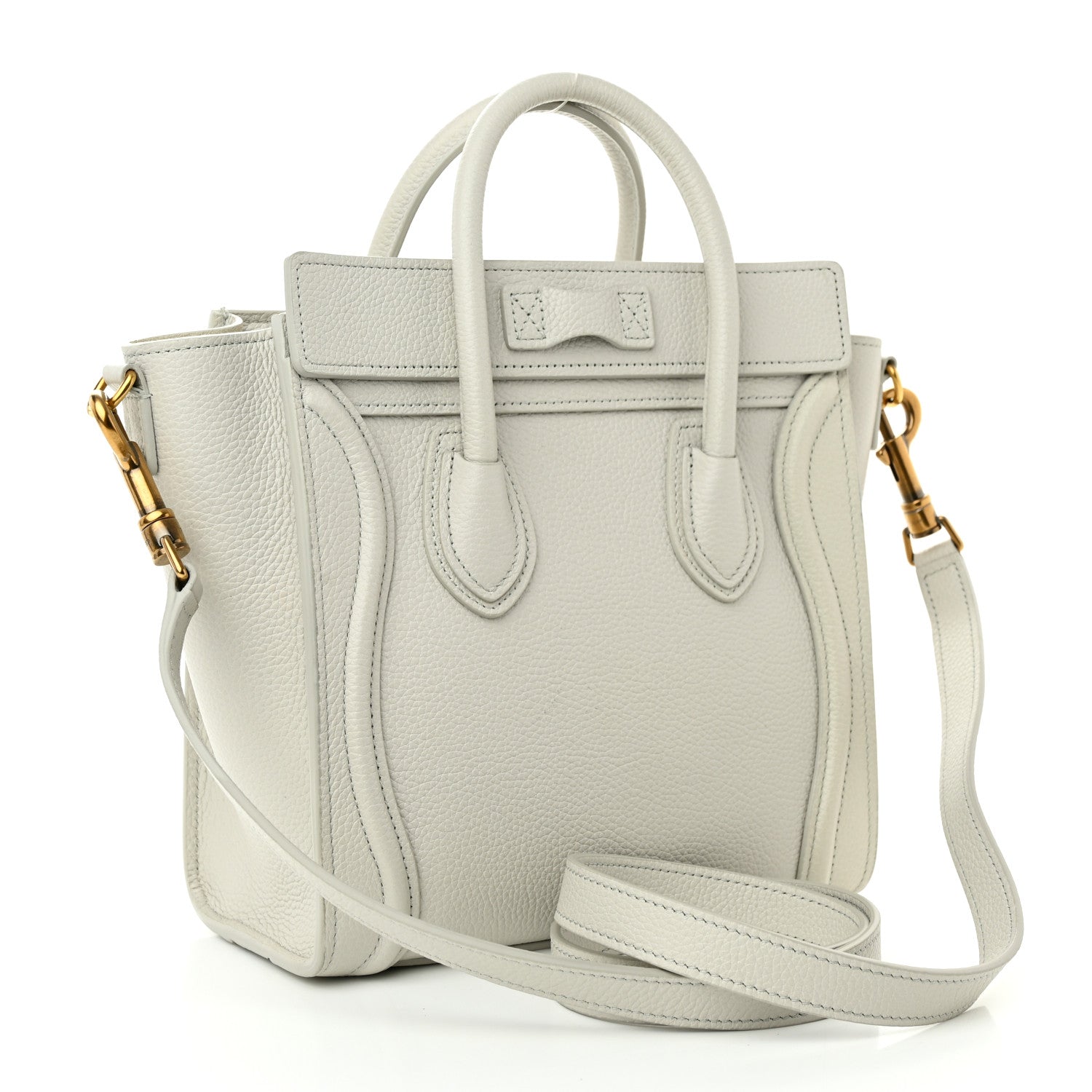 Celine Drummed Calfskin Nano Luggage Chalk 3 of 10