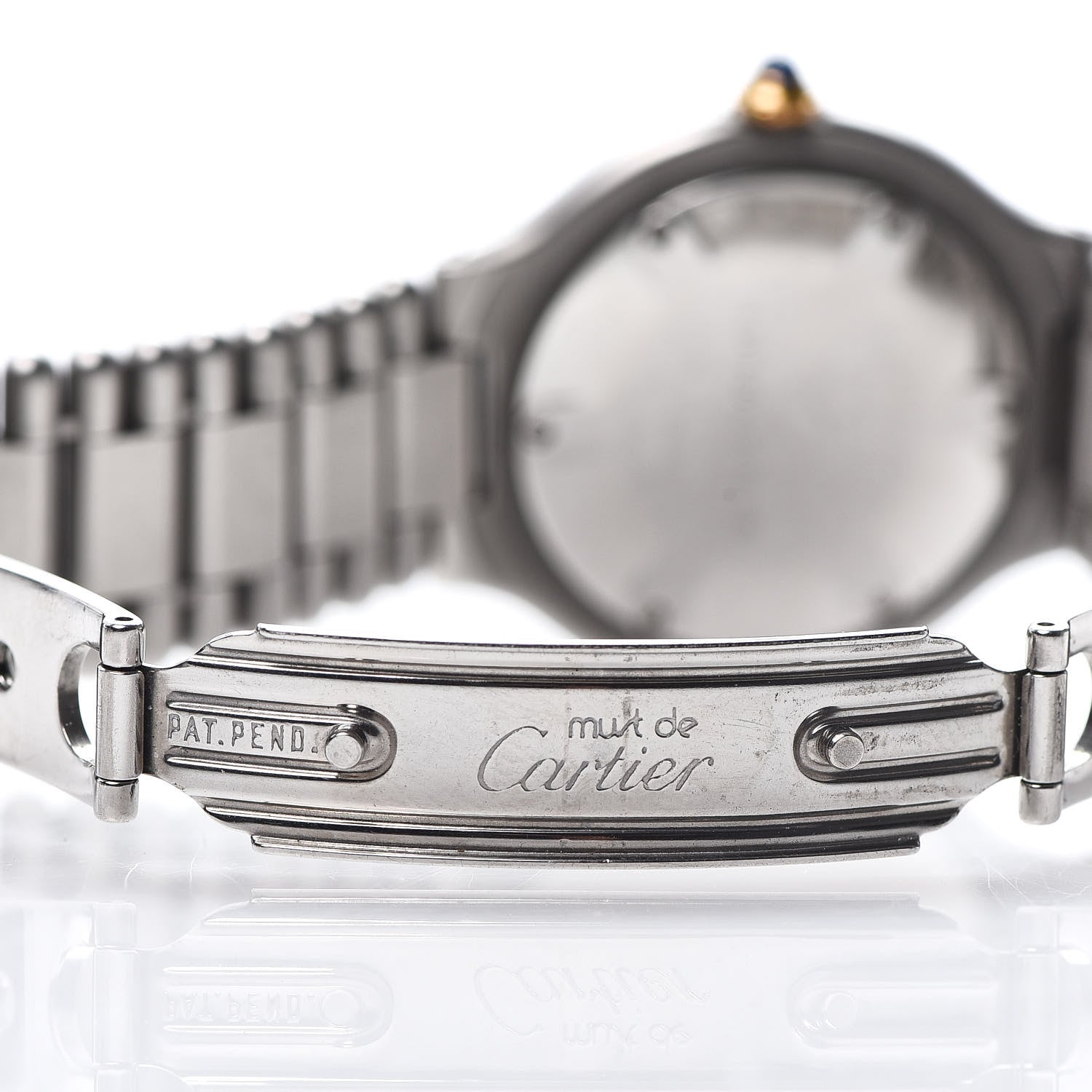 Cartier Stainless Steel 18K Yellow Gold 31mm Must De 21 Bullet Link Quartz Watch 6 of 6
