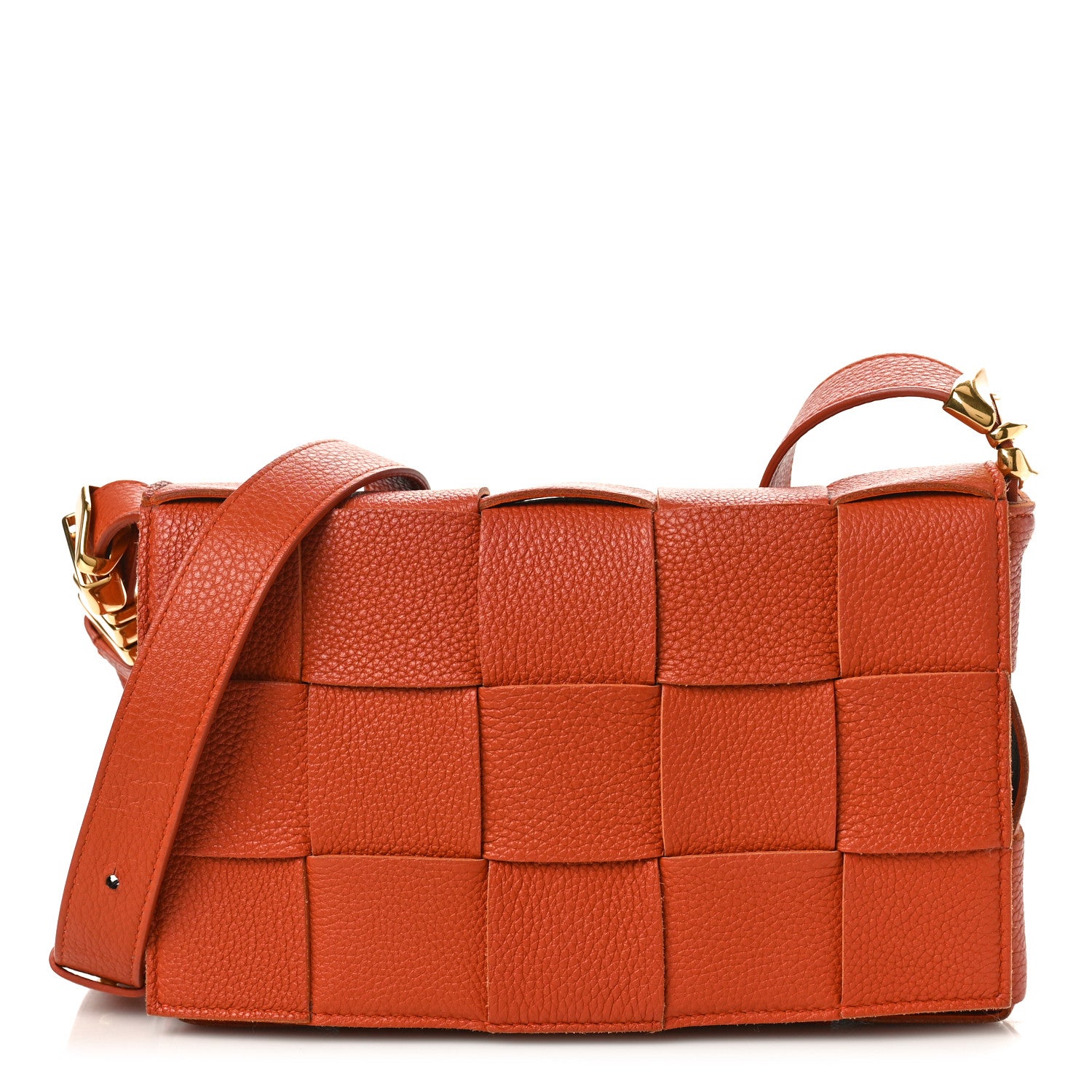 Bottega Veneta Grained Calfskin Maxi Intrecciato Cassette Crossbody Bag Burned Orange 1 of 10