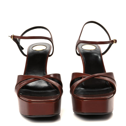 Saint Laurent Smooth Calfskin Debbie 85 Platform Sandal 37.5 Aesthetic Brown 3 of 10