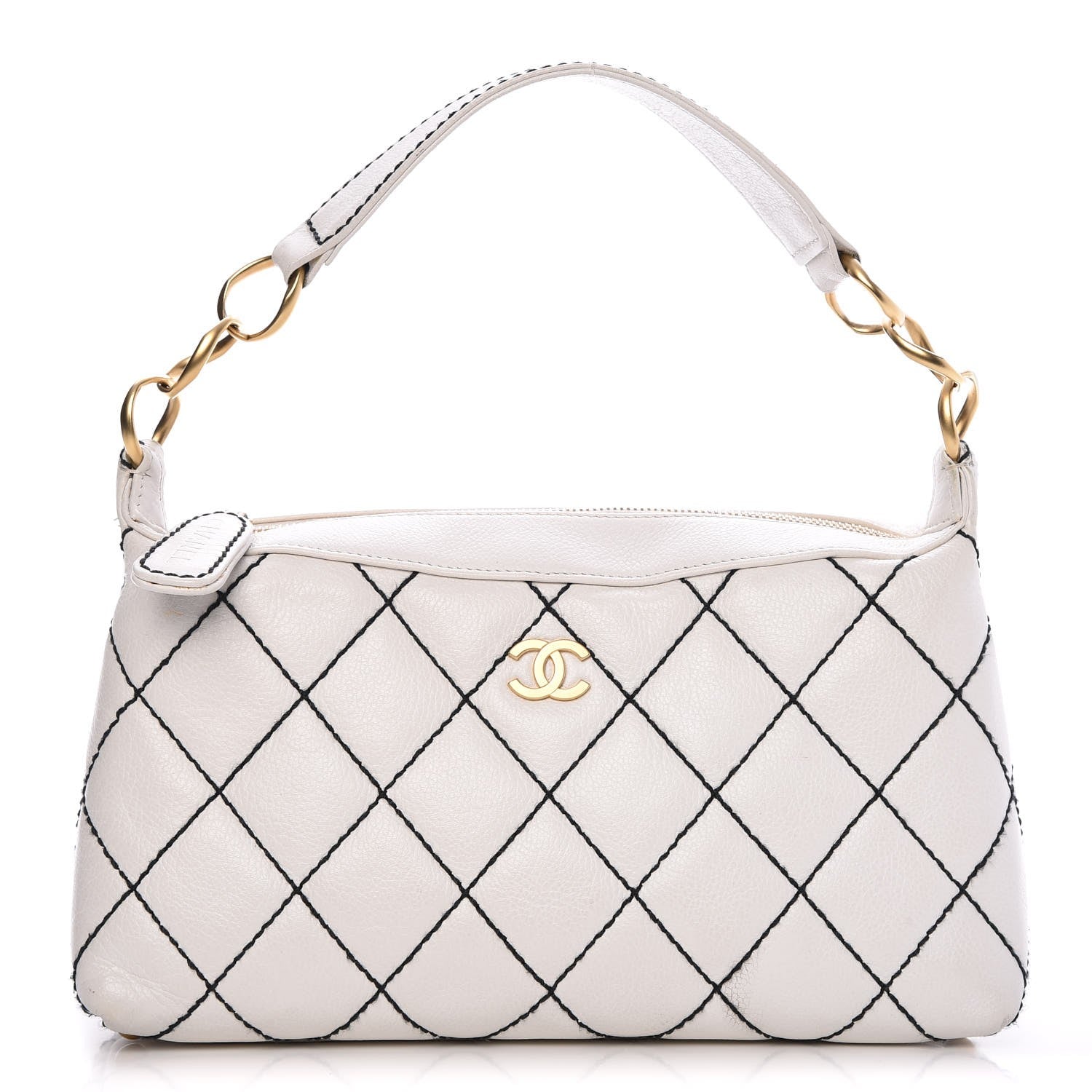 Chanel Calfskin Contrast Stitch Surpique Hobo White 1 of 8