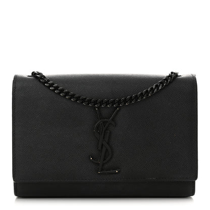 Saint Laurent Grain De Poudre Small Monogram Monochrome Kate Satchel Black 1 of 22