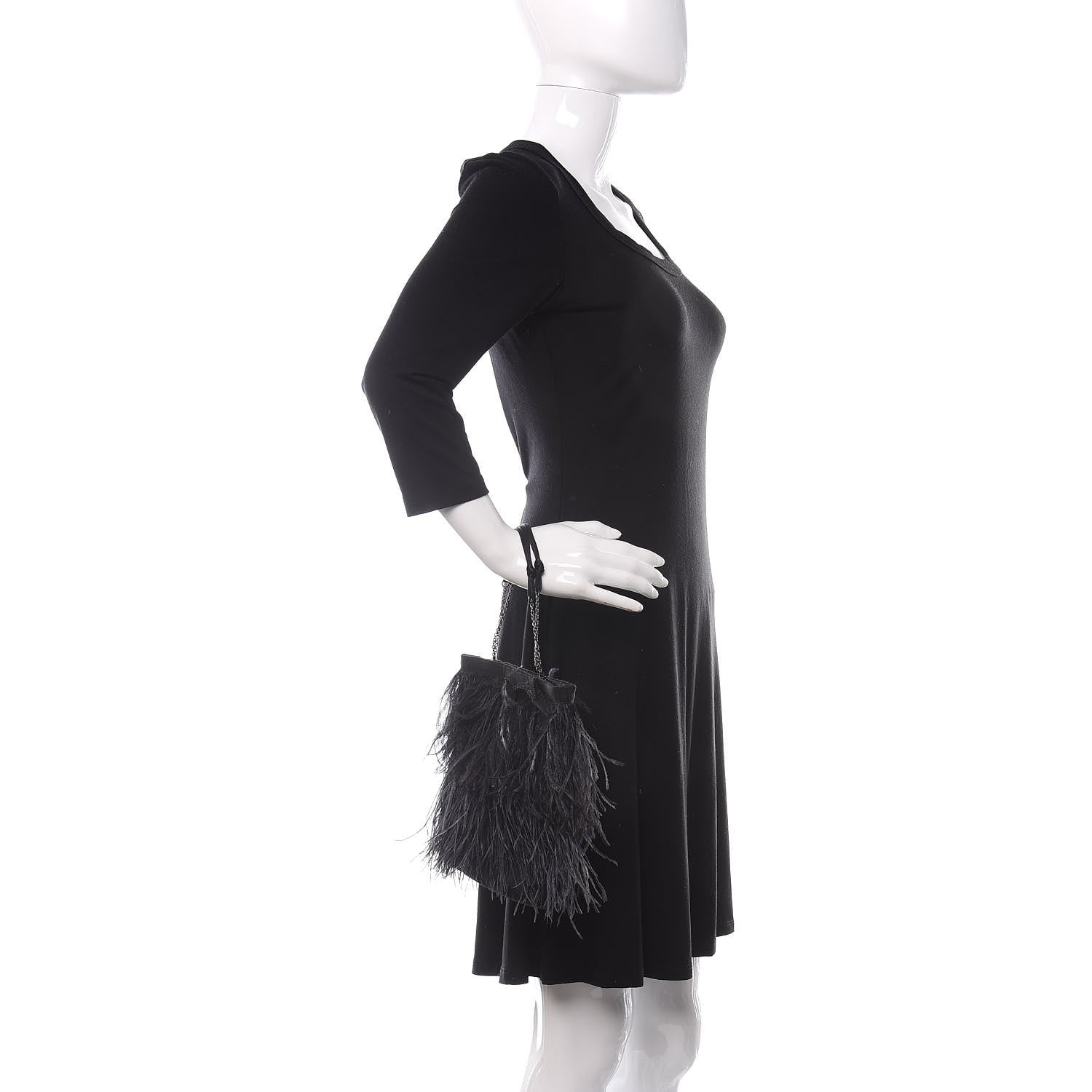 Prada Piume Feather Satin Chain Tote Black 2 of 9