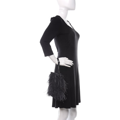 Prada Piume Feather Satin Chain Tote Black 2 of 9