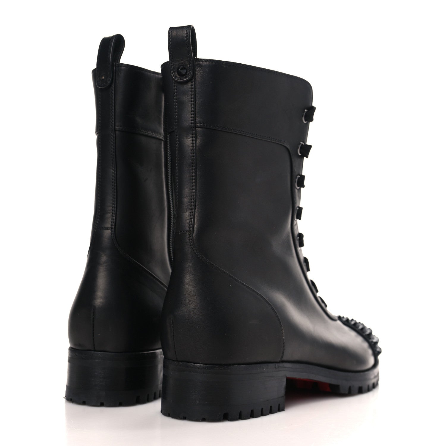 Christian Louboutin Calfskin Spikes TS Croc Flat Boots 40.5 Black 4 of 7