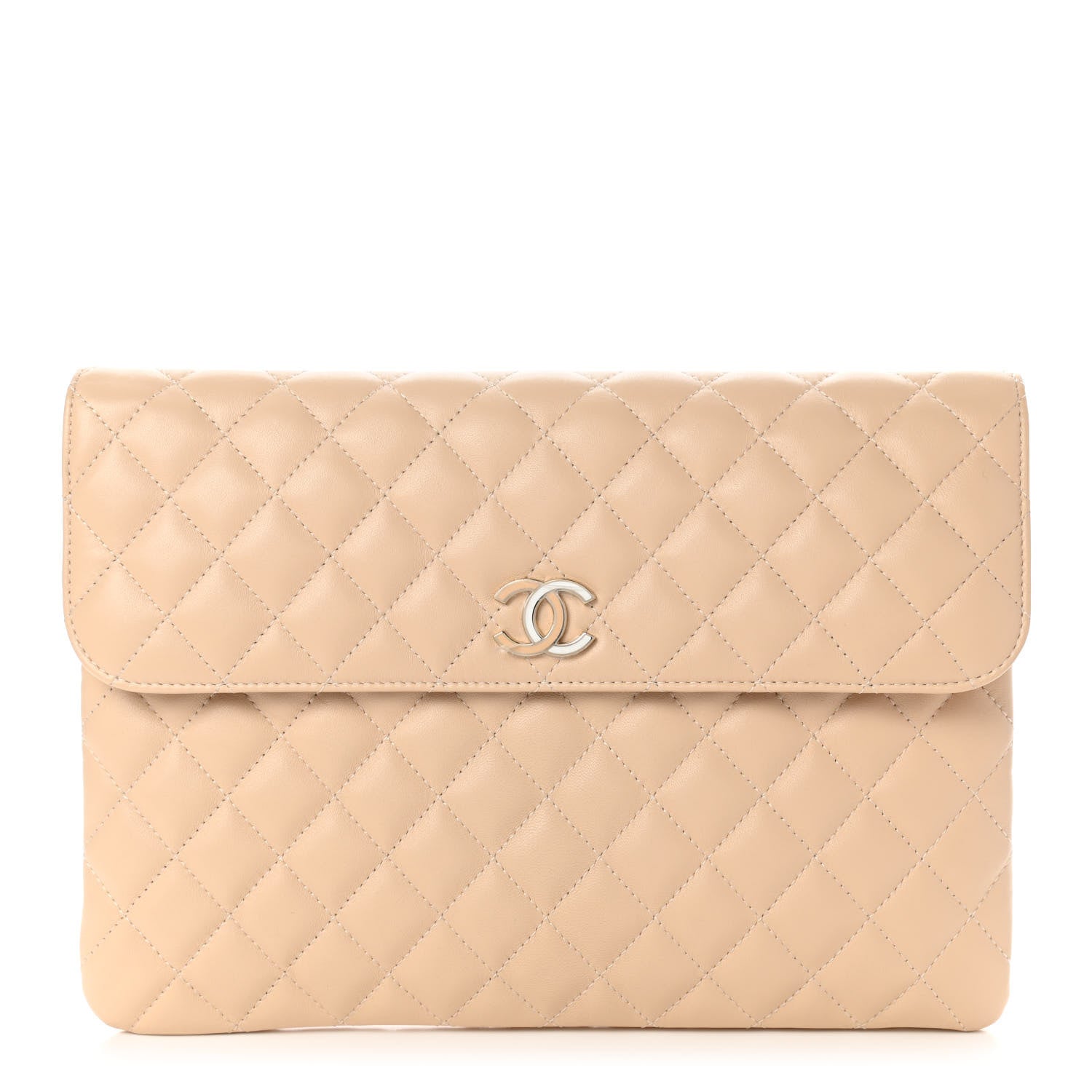 Chanel Lambskin Quilted Flap Clutch Beige 1 of 10