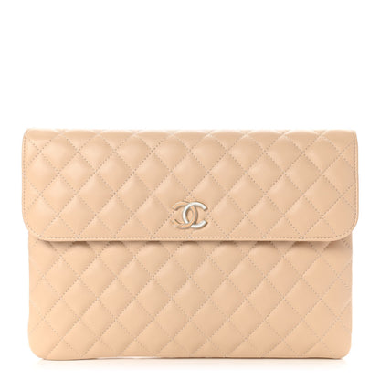 Chanel Lambskin Quilted Flap Clutch Beige 1 of 10