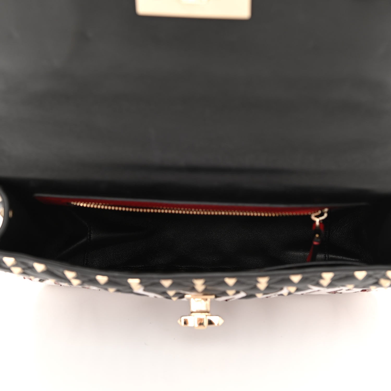 Valentino Garavani Lambskin Ayers Flames Medium Rockstud Spike Shoulder Bag Black 7 of 9