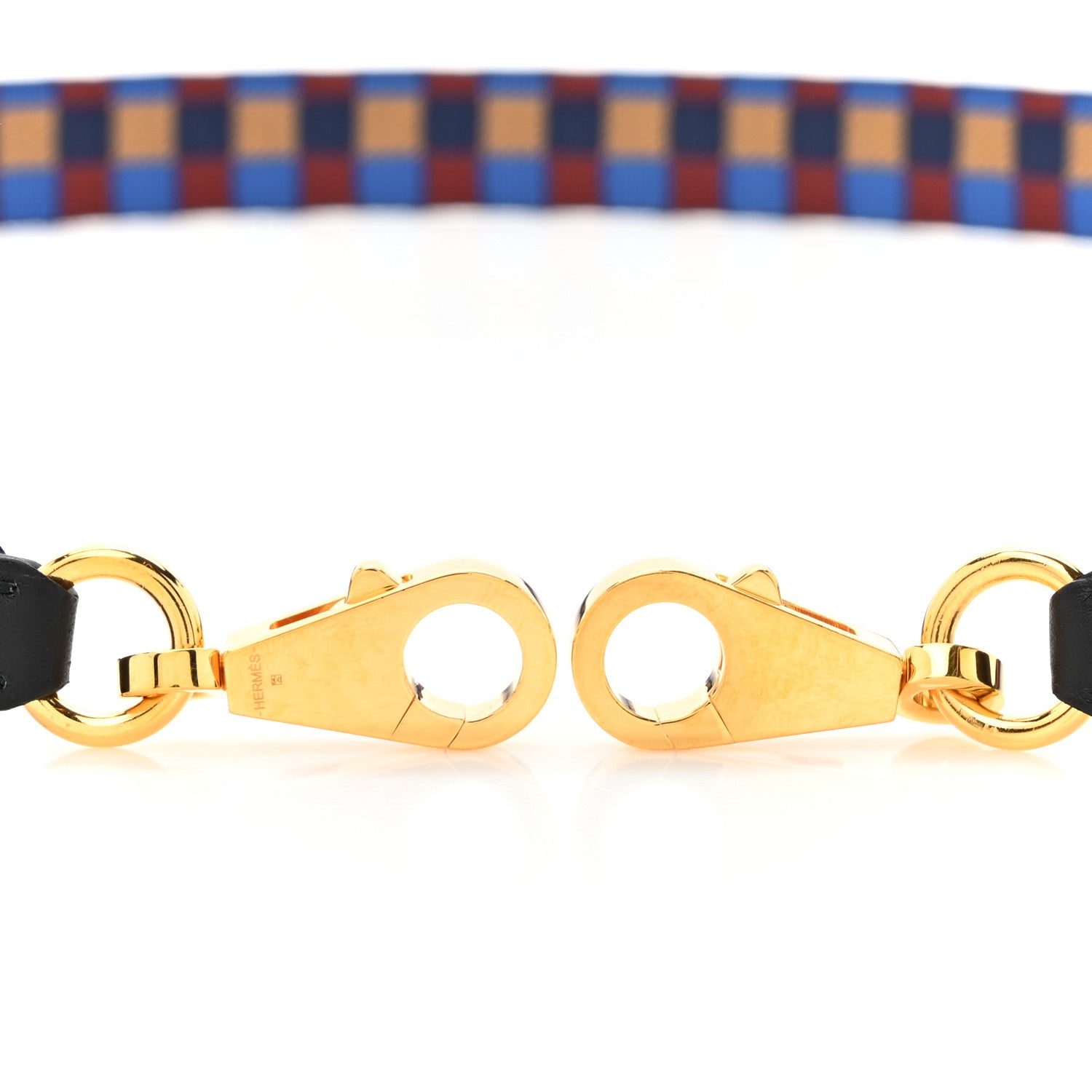 Hermes Toile Swift 25mm Maxi Quadrille Shoulder Strap Bleu Billard Biscuit Rouge H Black 3 of 5