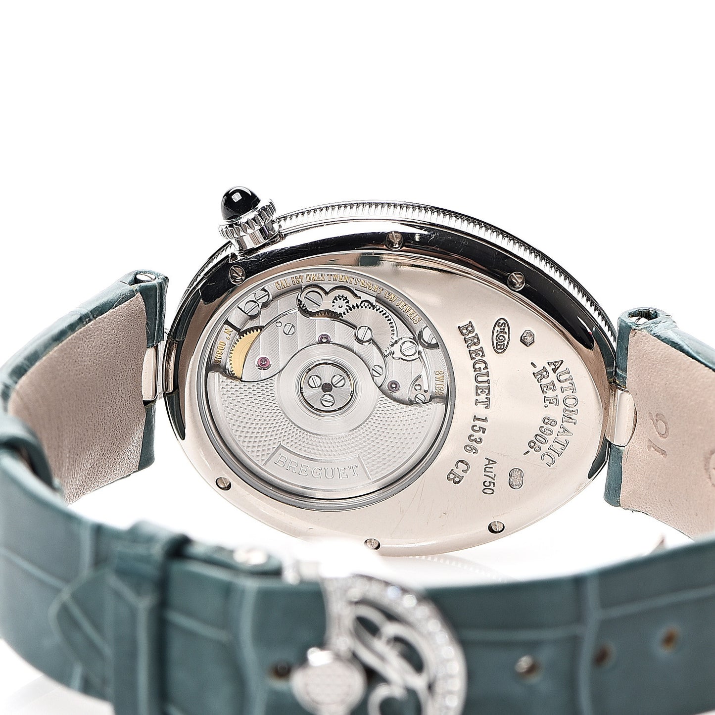 18K White Gold Alligator Diamond Bezel Mother of Pearl 29mm Reine de Naples Automatic Watch 8908