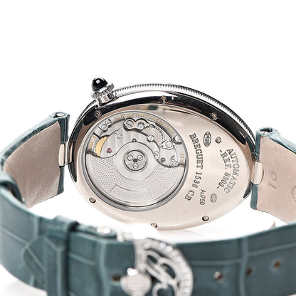 Breguet 18K White Gold Alligator Diamond Bezel Mother of Pearl 29mm Reine de Naples Automatic Watch 8908 4 of 9