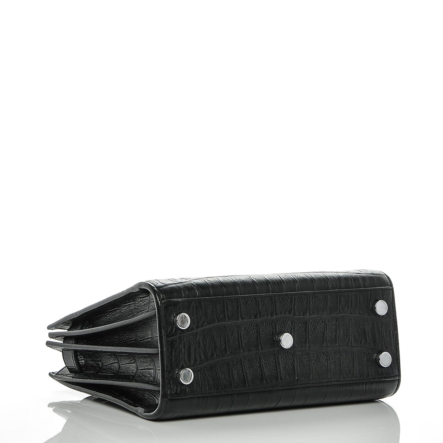 Calfskin Crocodile Embossed Nano Sac De Jour Black