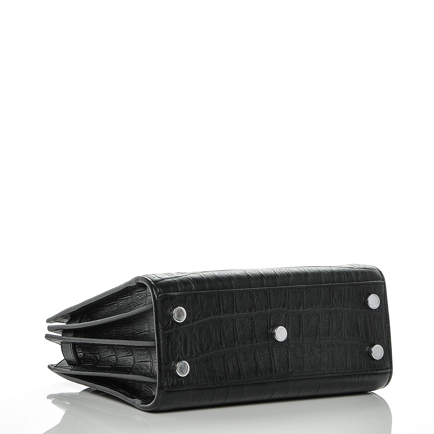 Saint Laurent Calfskin Crocodile Embossed Nano Sac De Jour Black 4 of 7