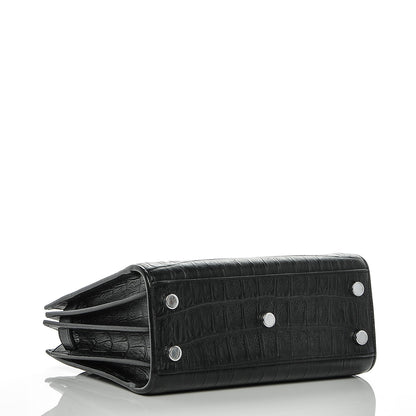 Saint Laurent Calfskin Crocodile Embossed Nano Sac De Jour Black 4 of 7