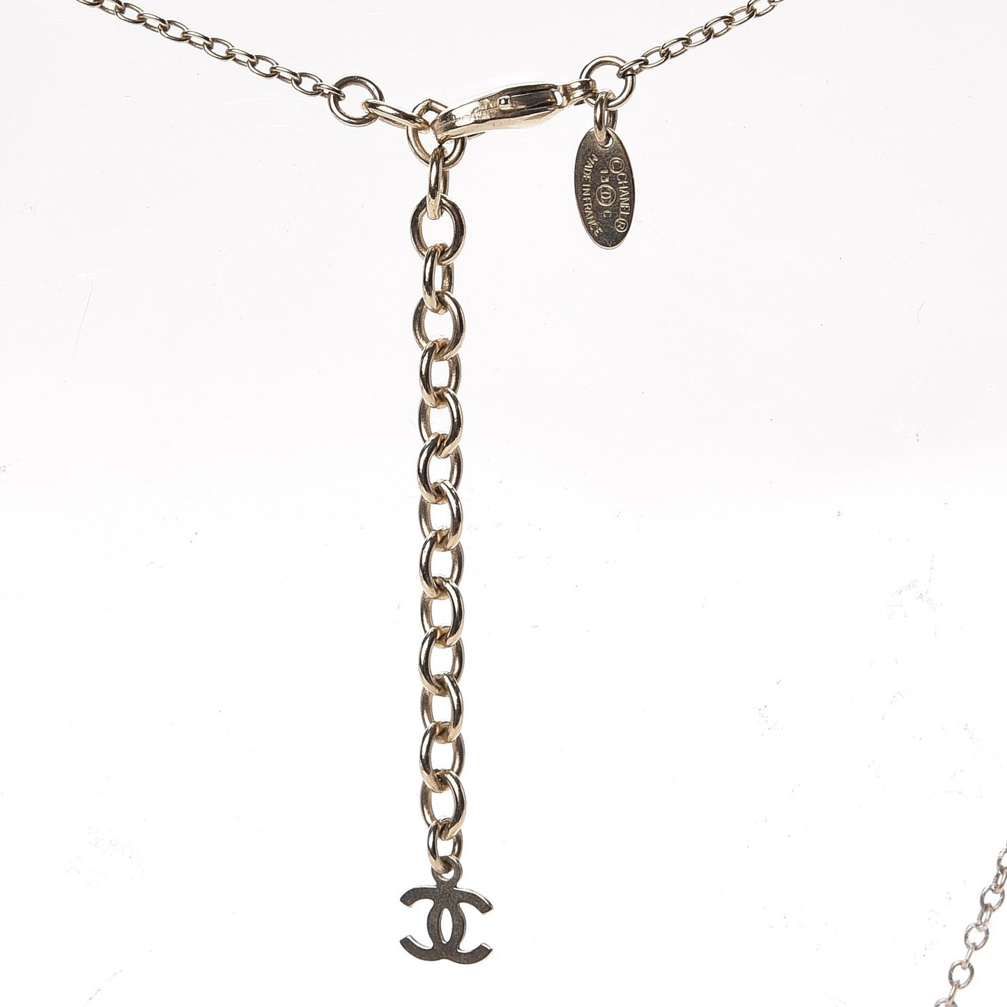 Enamel Striped CC Necklace Light Blue Gold