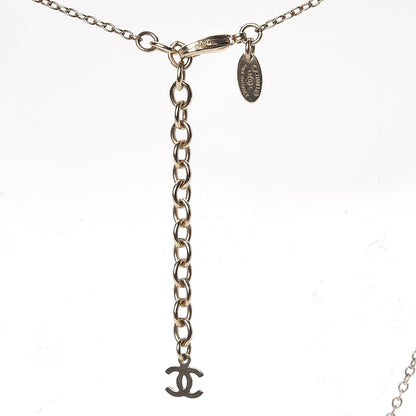 Chanel Enamel Striped CC Necklace Light Blue Gold 3 of 8