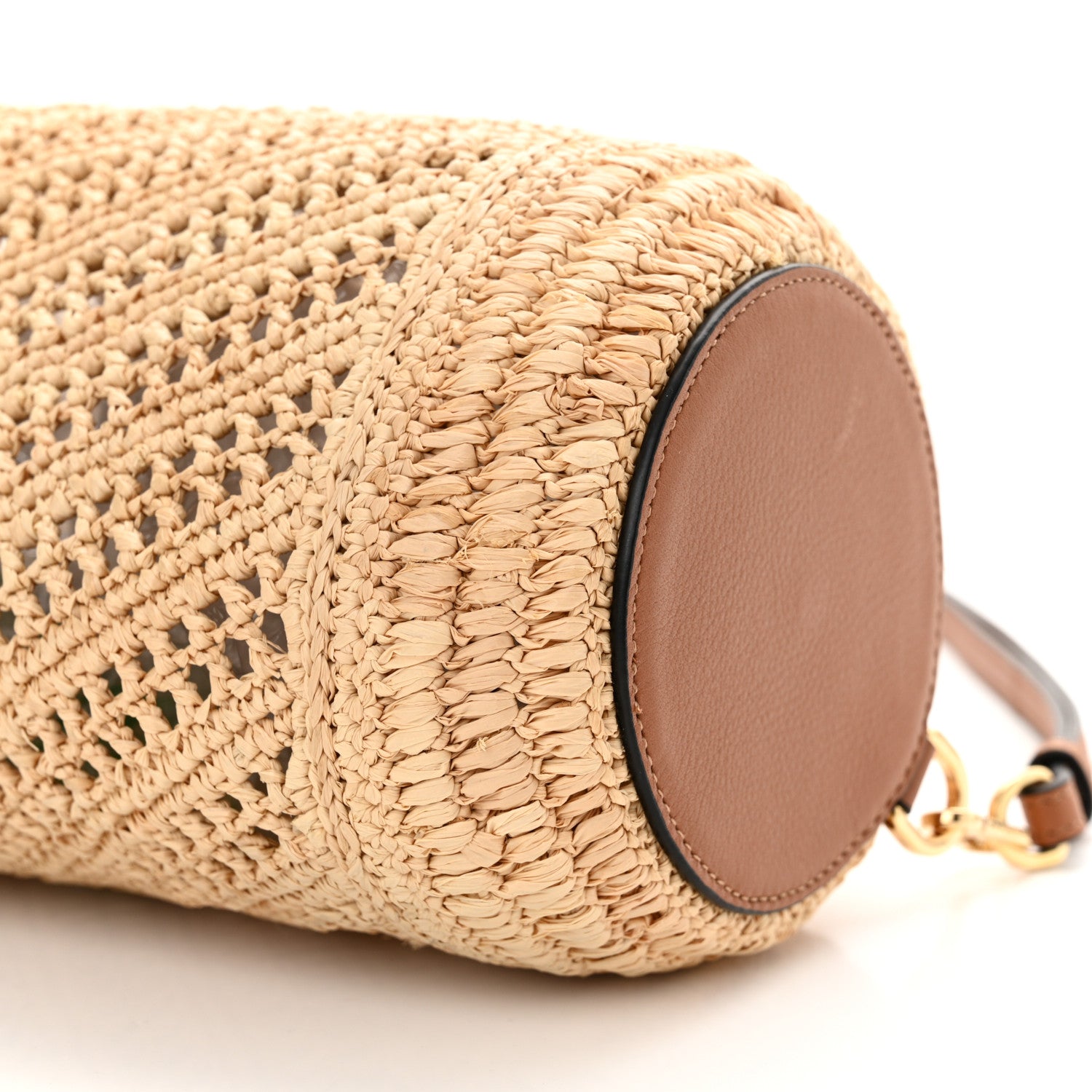 Loewe Raffia Calfskin Paula's Ibiza Bracelet Pouch Natural Tan